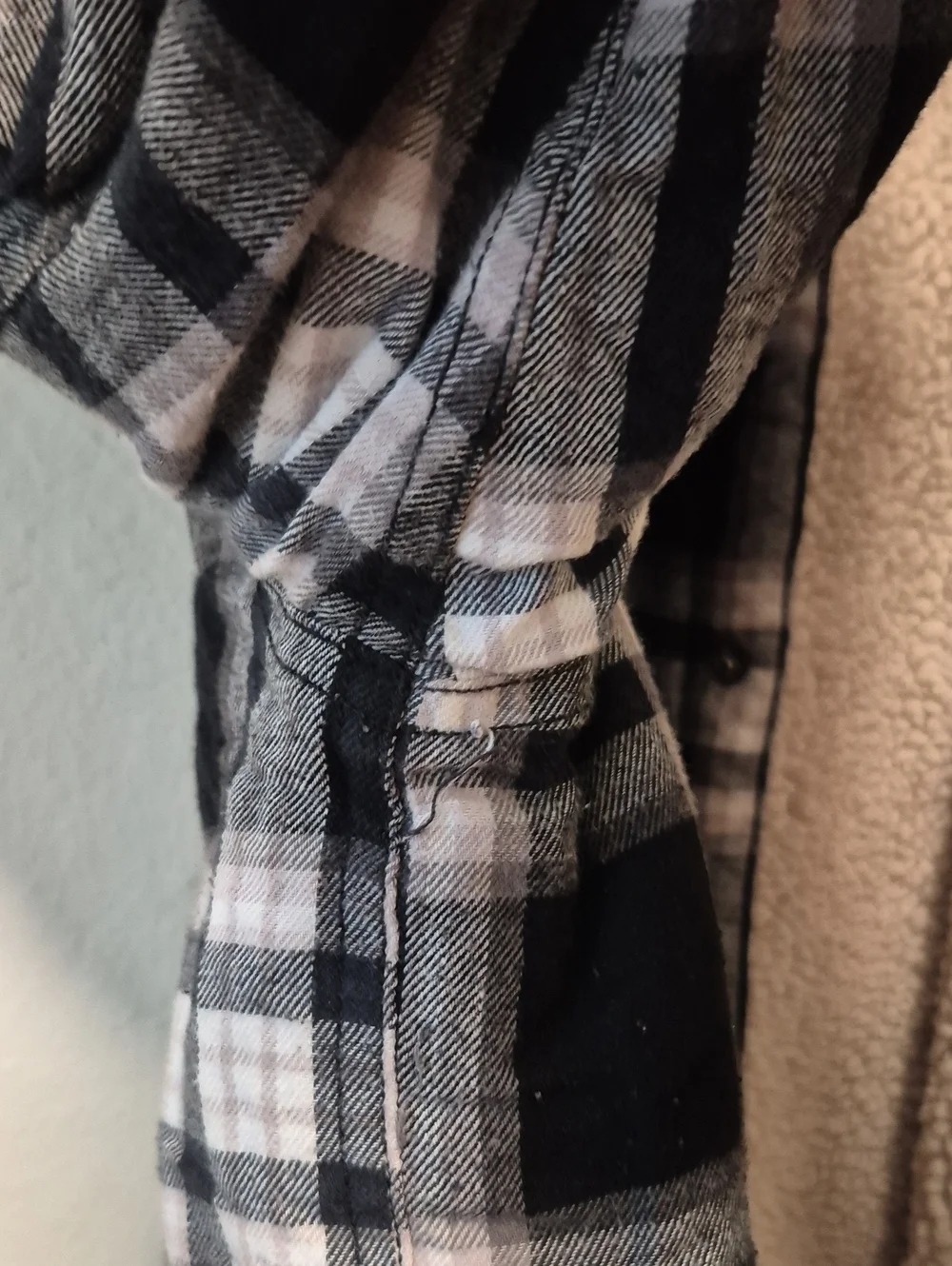 Vtg Big Mac Men's Jacket Black and White Plaid Flannel Sherpa Lined Sz L